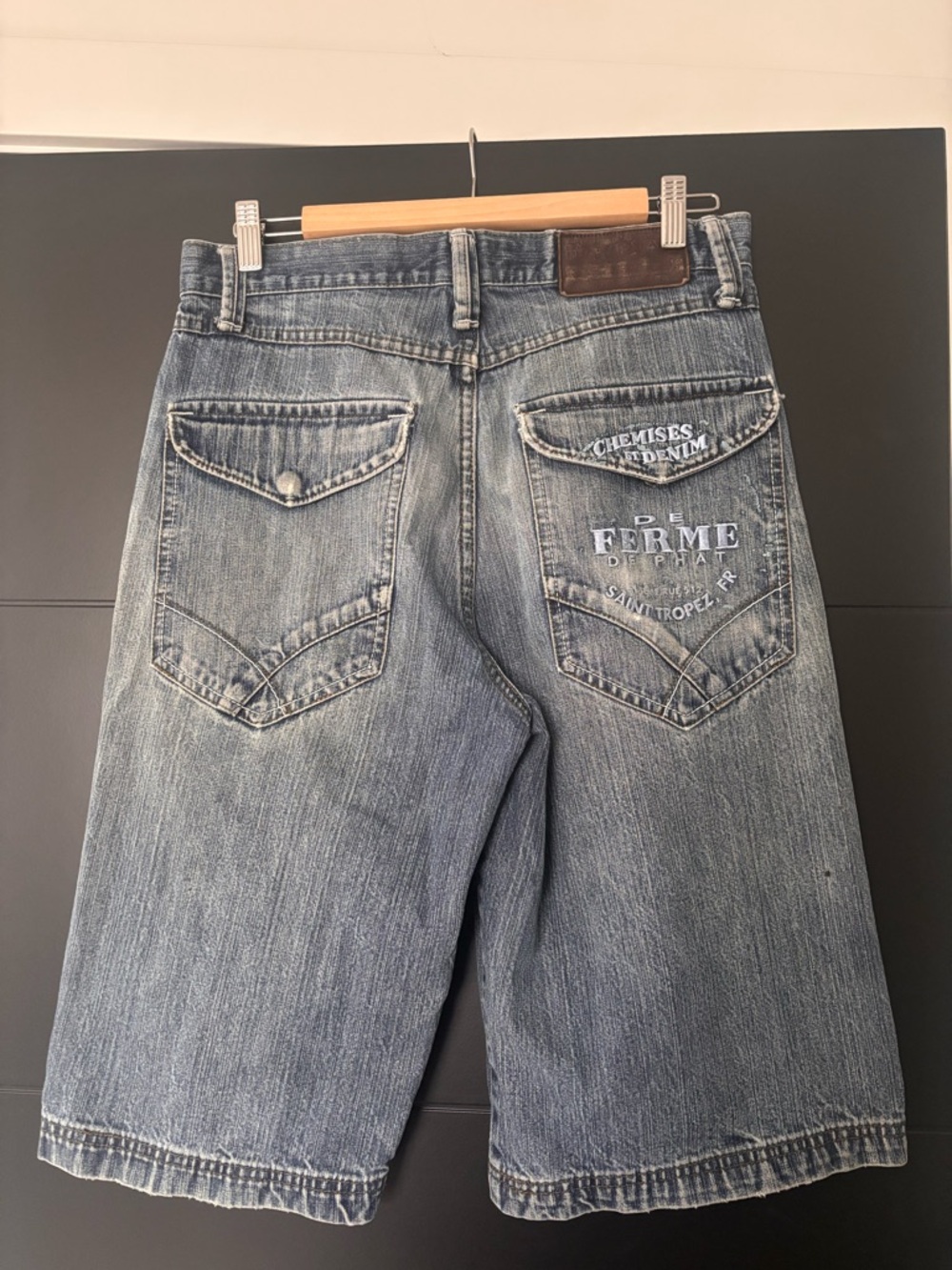 Phat Farm Men's Washed Blue Relaxed Denim Shorts